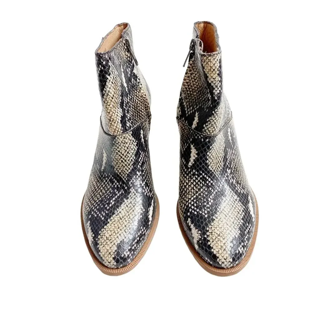MADEWELL The Rosie Ankle Boot in Snake Embossed Moonstone Multi Leather